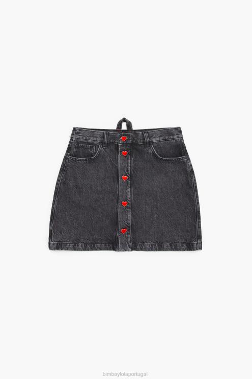 preto roupas 64X4N458 minissaia jeans Bimba Y Lola