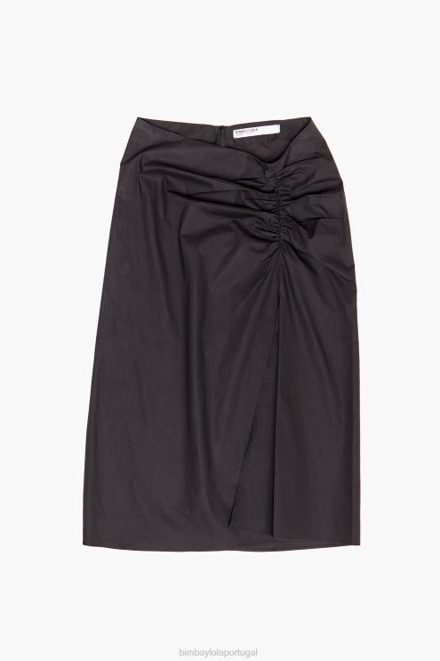preto roupas 64X4N463 saia midi de algodão Bimba Y Lola