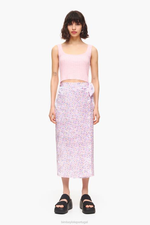 rosa roupas 64X4N464 saia midi estampada spraymini Bimba Y Lola