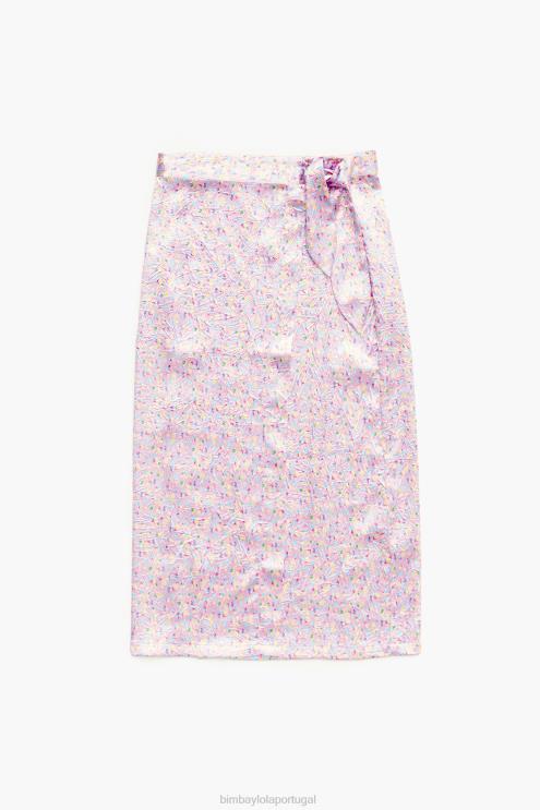 rosa roupas 64X4N464 saia midi estampada spraymini Bimba Y Lola