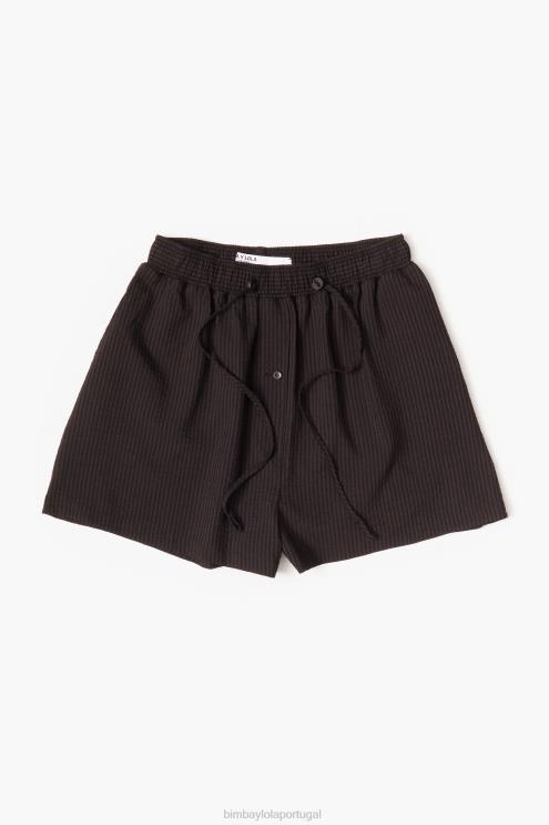 preto roupas 64X4N400 bermudas de algodão Bimba Y Lola