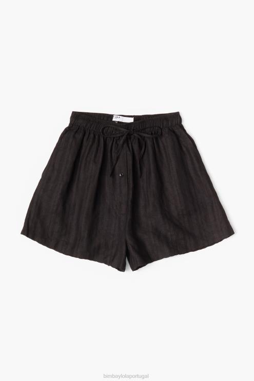 preto roupas 64X4N401 bermudas de linho Bimba Y Lola