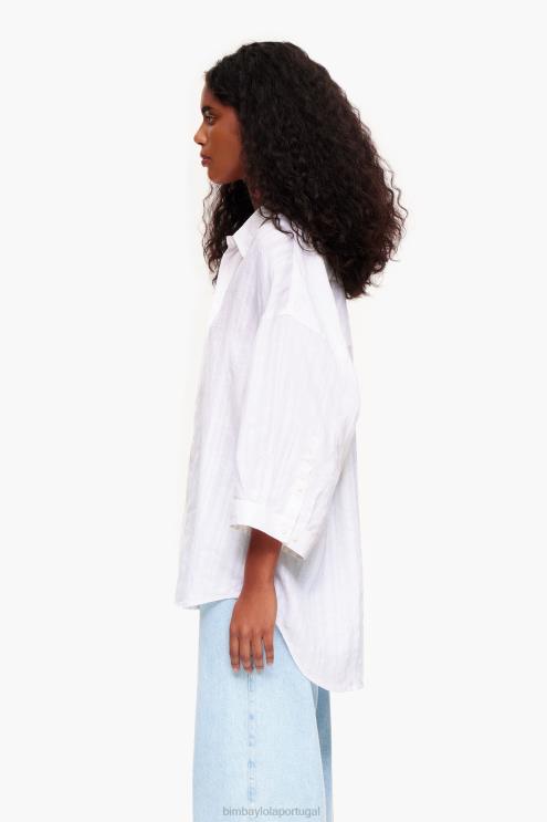 branco roupas 64X4N329 camisa de linho Bimba Y Lola