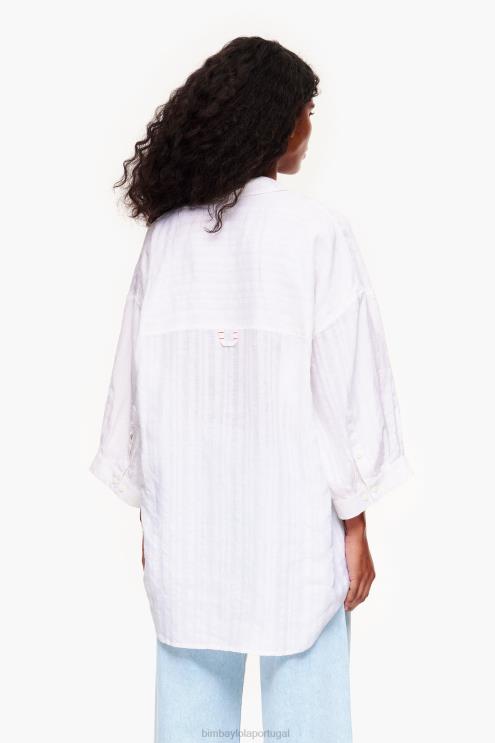 branco roupas 64X4N329 camisa de linho Bimba Y Lola