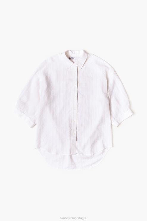 branco roupas 64X4N329 camisa de linho Bimba Y Lola