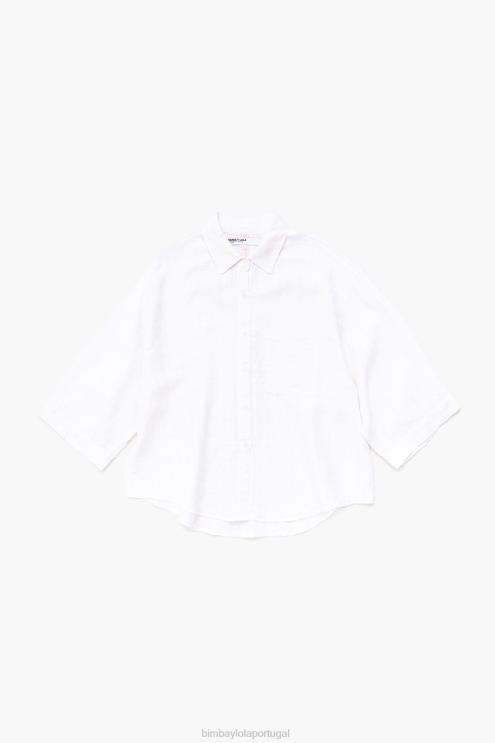 branco roupas 64X4N332 camisa de linho Bimba Y Lola