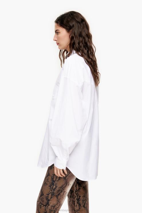 branco roupas 64X4N333 camisa de tamanho grande popeline Bimba Y Lola