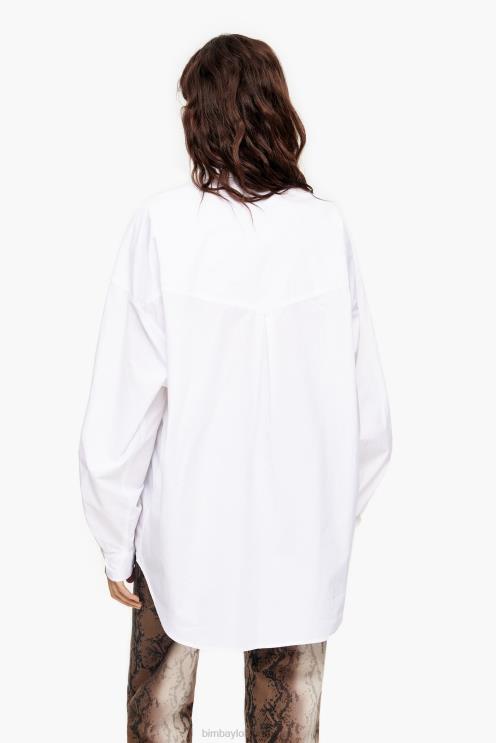 branco roupas 64X4N333 camisa de tamanho grande popeline Bimba Y Lola