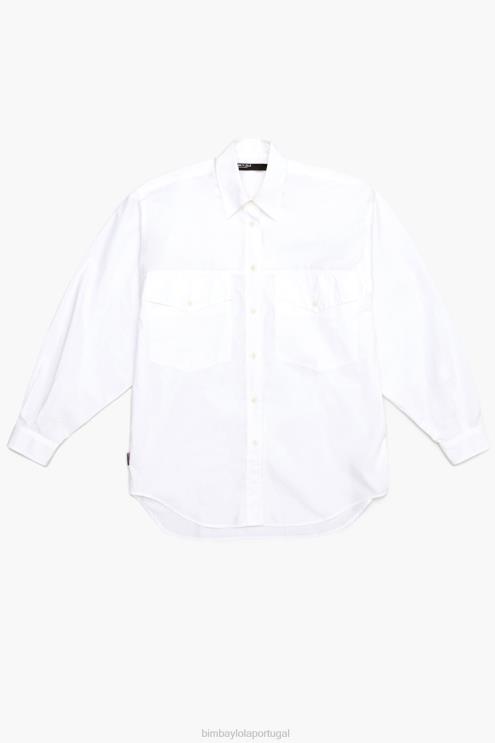 branco roupas 64X4N333 camisa de tamanho grande popeline Bimba Y Lola