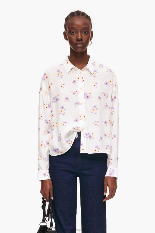 branco roupas 64X4N336 camisa boxy com estampa de flores acrílicas Bimba Y Lola