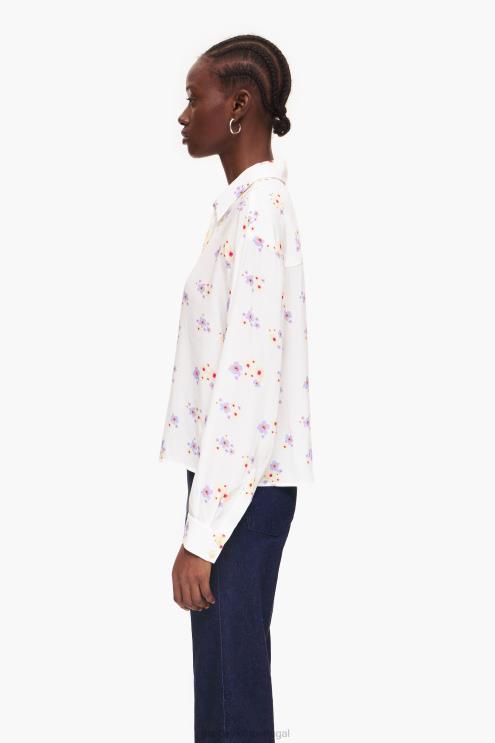 branco roupas 64X4N336 camisa boxy com estampa de flores acrílicas Bimba Y Lola