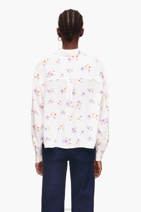 branco roupas 64X4N336 camisa boxy com estampa de flores acrílicas Bimba Y Lola