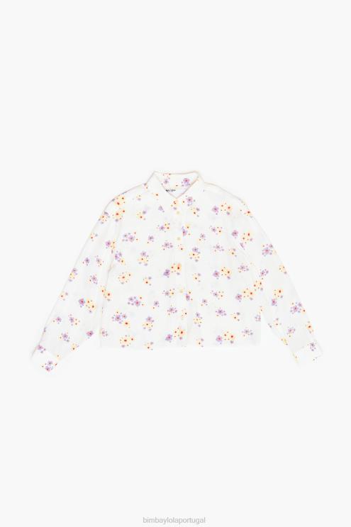 branco roupas 64X4N336 camisa boxy com estampa de flores acrílicas Bimba Y Lola