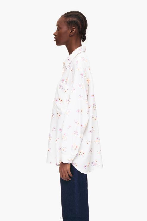 branco roupas 64X4N337 camisa de impressão de flores de acrílico Bimba Y Lola