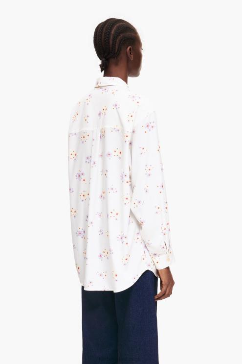 branco roupas 64X4N337 camisa de impressão de flores de acrílico Bimba Y Lola