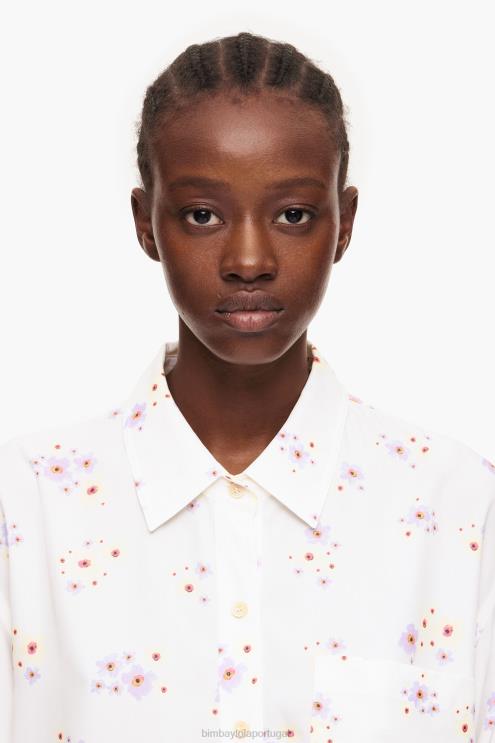 branco roupas 64X4N337 camisa de impressão de flores de acrílico Bimba Y Lola
