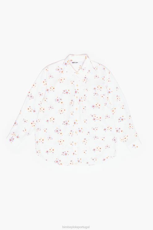 branco roupas 64X4N337 camisa de impressão de flores de acrílico Bimba Y Lola