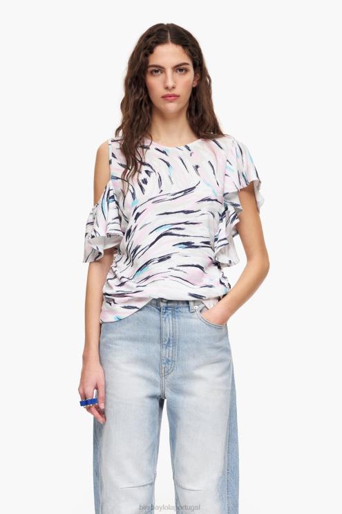 branco roupas 64X4N349 camiseta com estampa de asa de borboleta Bimba Y Lola