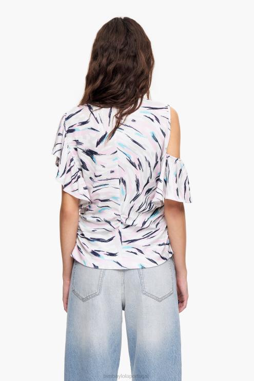 branco roupas 64X4N349 camiseta com estampa de asa de borboleta Bimba Y Lola