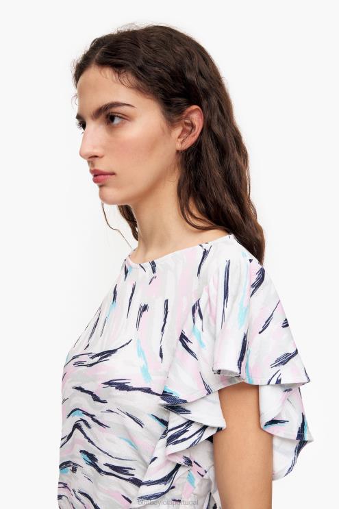branco roupas 64X4N349 camiseta com estampa de asa de borboleta Bimba Y Lola