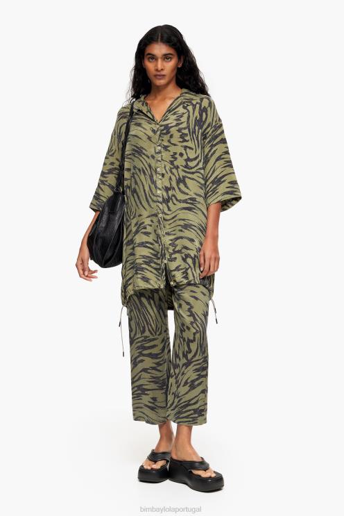 caqui roupas 64X4N323 camisa oversize com estampa de asa de borboleta Bimba Y Lola