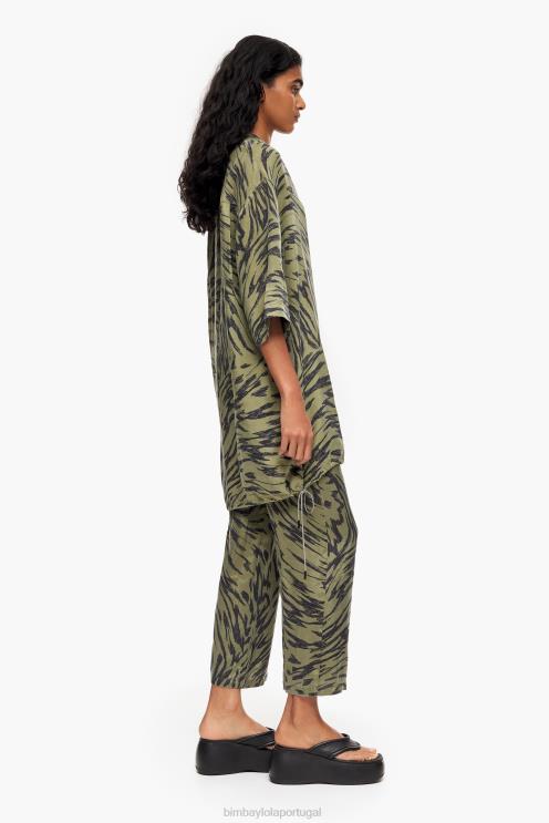 caqui roupas 64X4N323 camisa oversize com estampa de asa de borboleta Bimba Y Lola