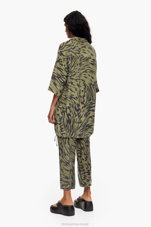 caqui roupas 64X4N323 camisa oversize com estampa de asa de borboleta Bimba Y Lola