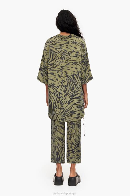 caqui roupas 64X4N323 camisa oversize com estampa de asa de borboleta Bimba Y Lola