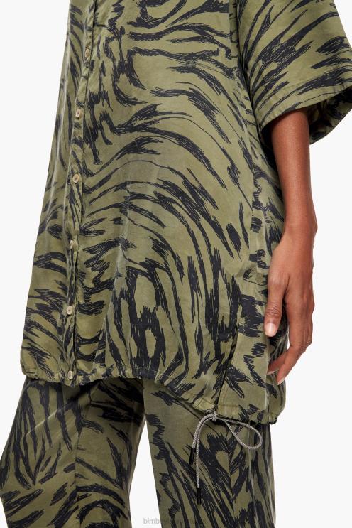 caqui roupas 64X4N323 camisa oversize com estampa de asa de borboleta Bimba Y Lola