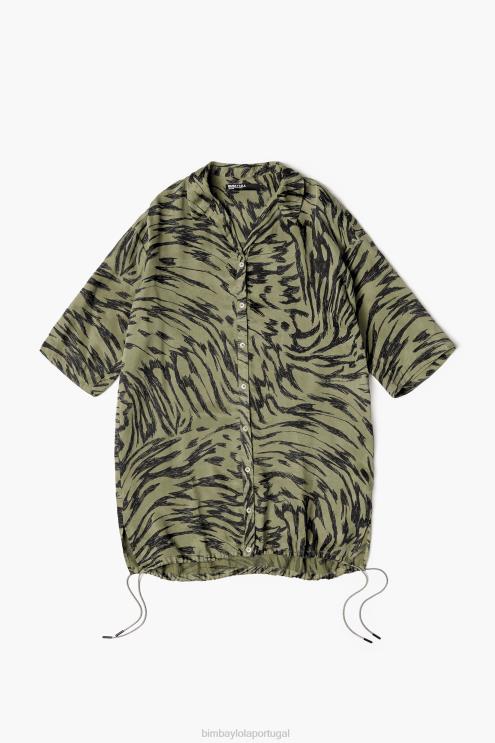 caqui roupas 64X4N323 camisa oversize com estampa de asa de borboleta Bimba Y Lola