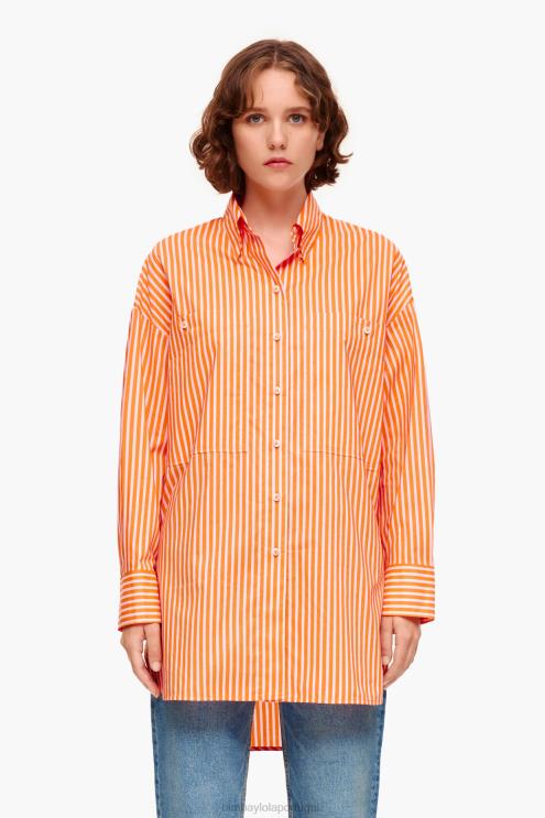 laranja roupas 64X4N334 camisa listrada tamanho grande Bimba Y Lola