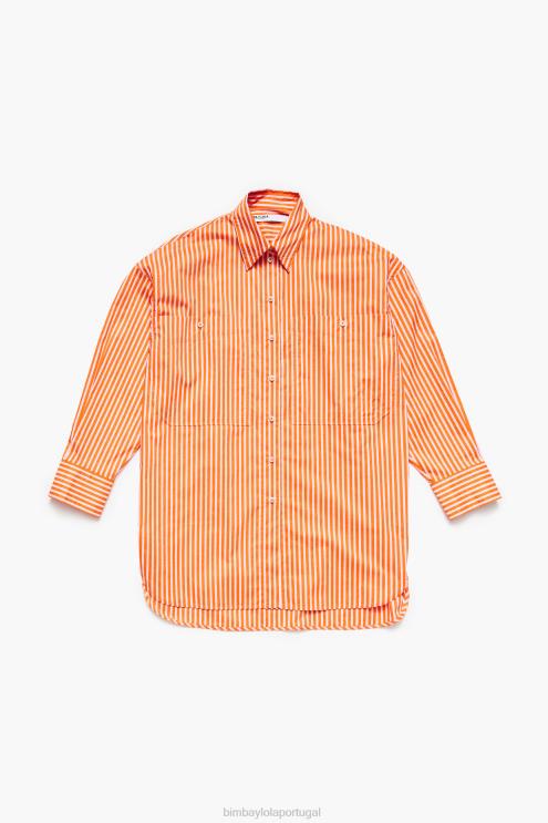 laranja roupas 64X4N334 camisa listrada tamanho grande Bimba Y Lola