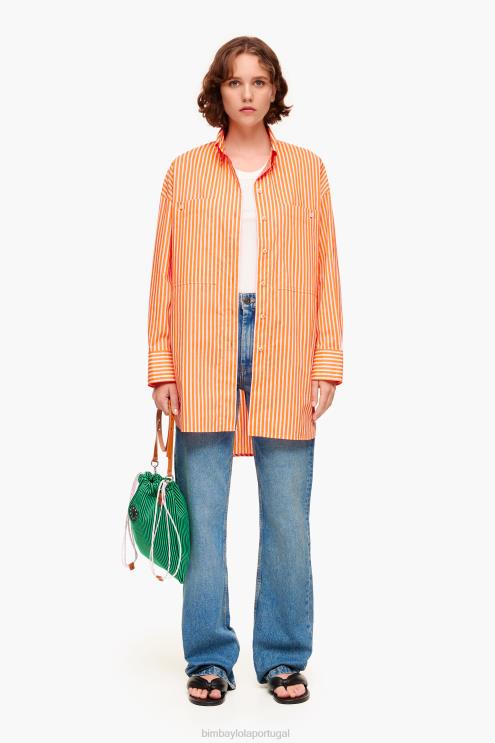 laranja roupas 64X4N334 camisa listrada tamanho grande Bimba Y Lola