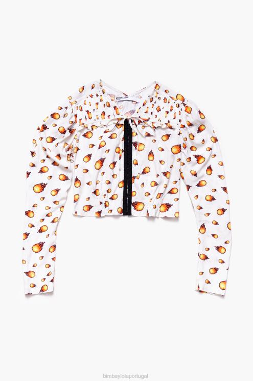 marfim roupas 64X4N343 blusa curta fogo Bimba Y Lola