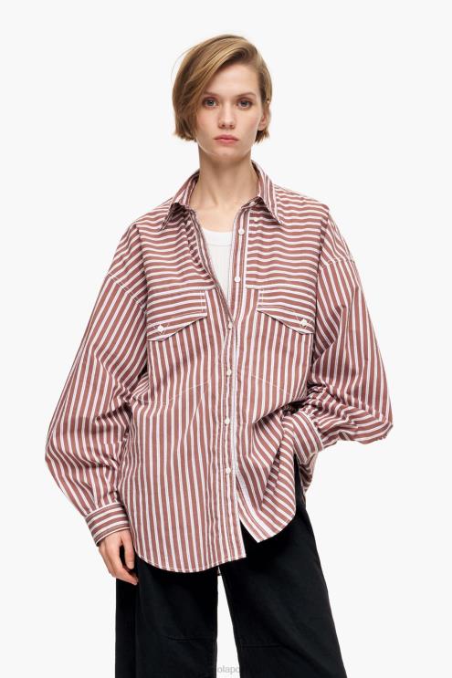 marrom roupas 64X4N335 camisa de tamanho grande popeline Bimba Y Lola