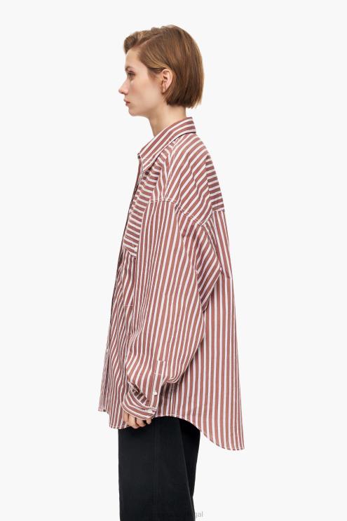 marrom roupas 64X4N335 camisa de tamanho grande popeline Bimba Y Lola