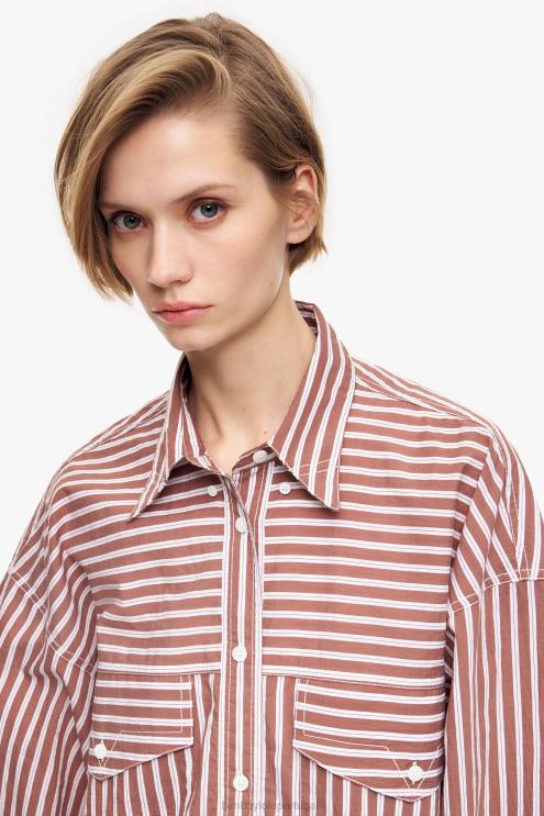 marrom roupas 64X4N335 camisa de tamanho grande popeline Bimba Y Lola