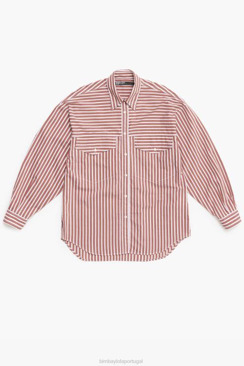 marrom roupas 64X4N335 camisa de tamanho grande popeline Bimba Y Lola