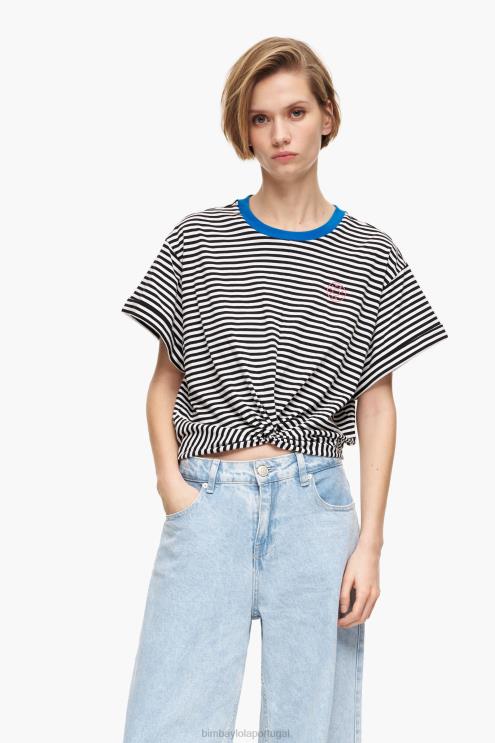 Preto e branco roupas 64X4N320 camiseta boxy nó Bimba Y Lola
