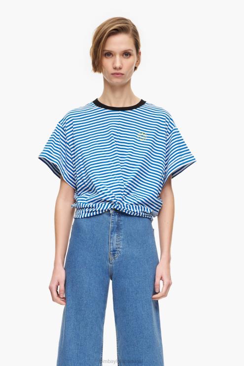 azul e branco roupas 64X4N322 camiseta boxy nó Bimba Y Lola