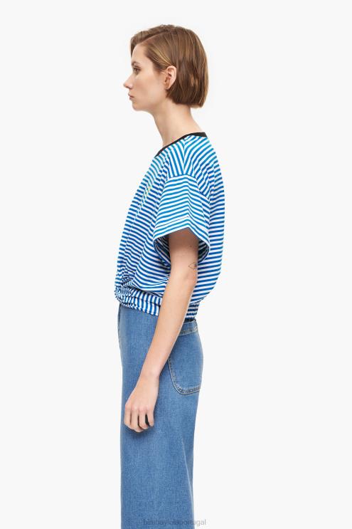 azul e branco roupas 64X4N322 camiseta boxy nó Bimba Y Lola