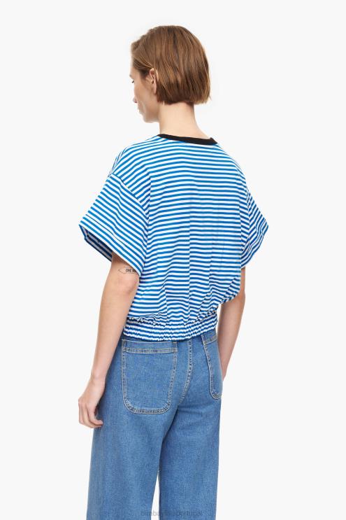 azul e branco roupas 64X4N322 camiseta boxy nó Bimba Y Lola