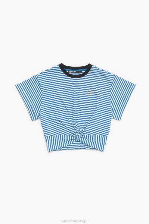 azul e branco roupas 64X4N322 camiseta boxy nó Bimba Y Lola