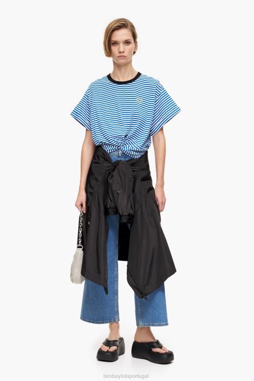 azul e branco roupas 64X4N322 camiseta boxy nó Bimba Y Lola