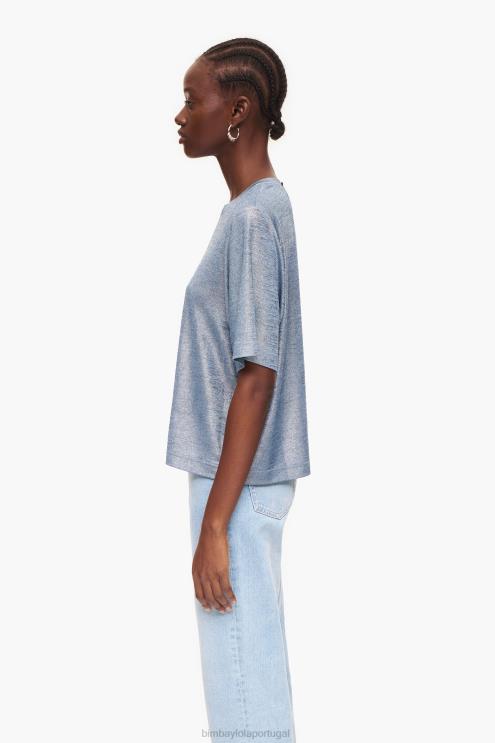 azul fluido roupas 64X4N306 camiseta de papel alumínio Bimba Y Lola
