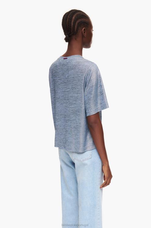 azul fluido roupas 64X4N306 camiseta de papel alumínio Bimba Y Lola