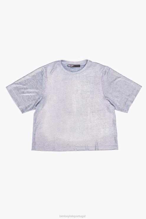 azul fluido roupas 64X4N306 camiseta de papel alumínio Bimba Y Lola