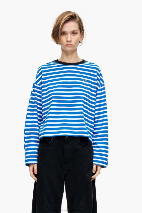 azul roupas 64X4N318 camiseta listrada de algodão Bimba Y Lola