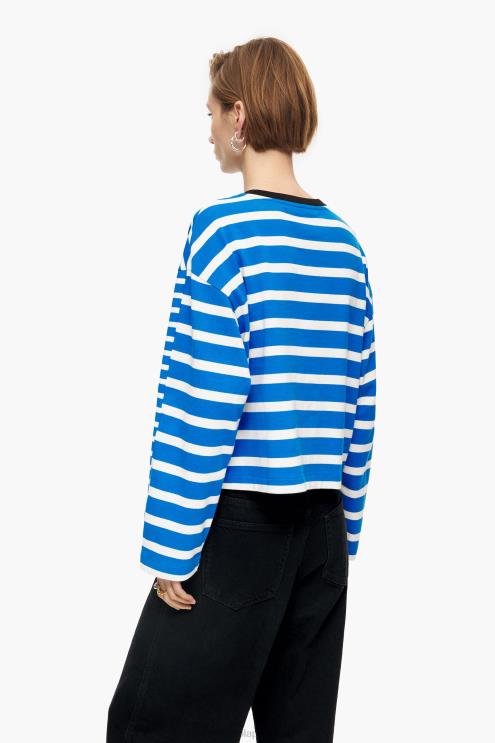 azul roupas 64X4N318 camiseta listrada de algodão Bimba Y Lola