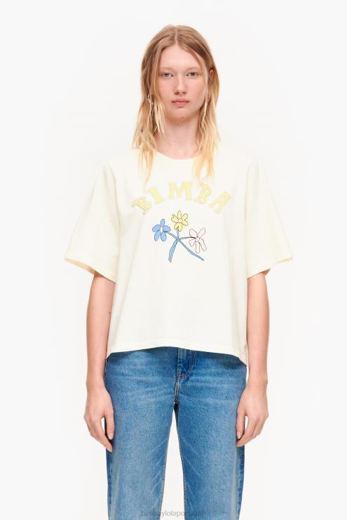 baunilha roupas 64X4N269 camiseta com logotipo de flor de algodão Bimba Y Lola